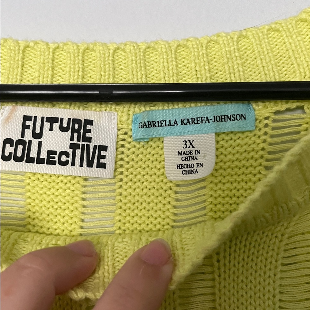 Future Collective Neon Yellow Knit Sweater Size 3X - Picture 3 of 3
